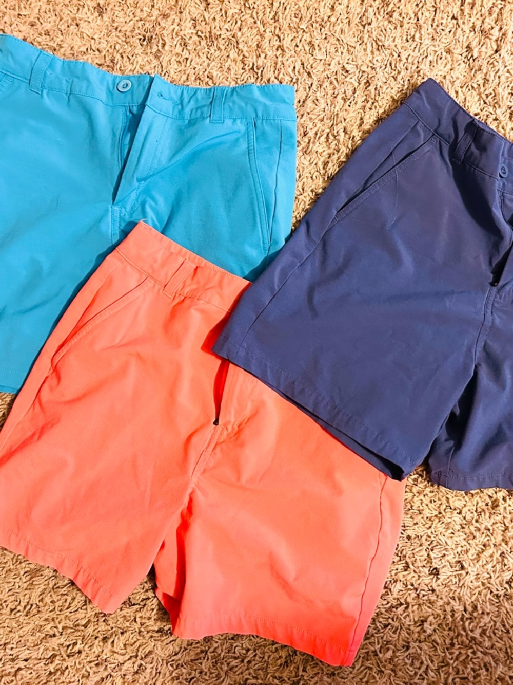 Three-Pair Casual Shorts Set - Teal, Coral, Navy
